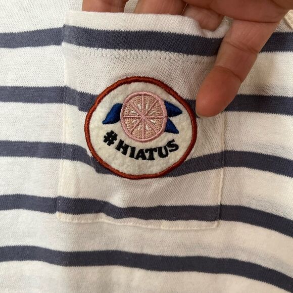 Madewell off white with gray stripes Hiatus sleeveless top,slightly distressed,M - Picture 4 of 12